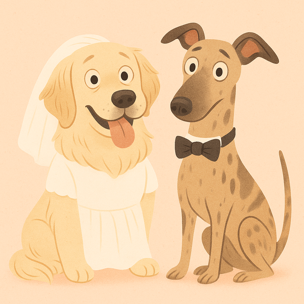 Illustration of Billy and Mushu getting married