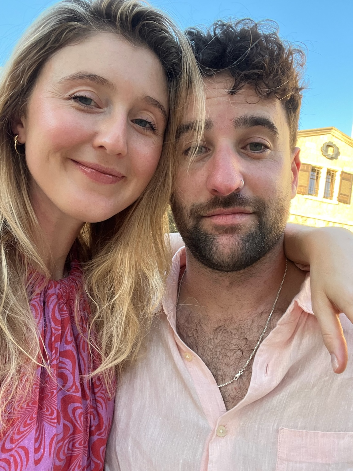 Gal and Chloe pink top close-up selfie